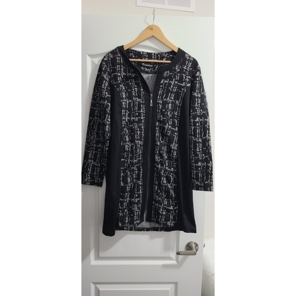 TRÏBE Full zippered Black & Gray Dress Jacket Coat Size Small NWT - Picture 4 of 8